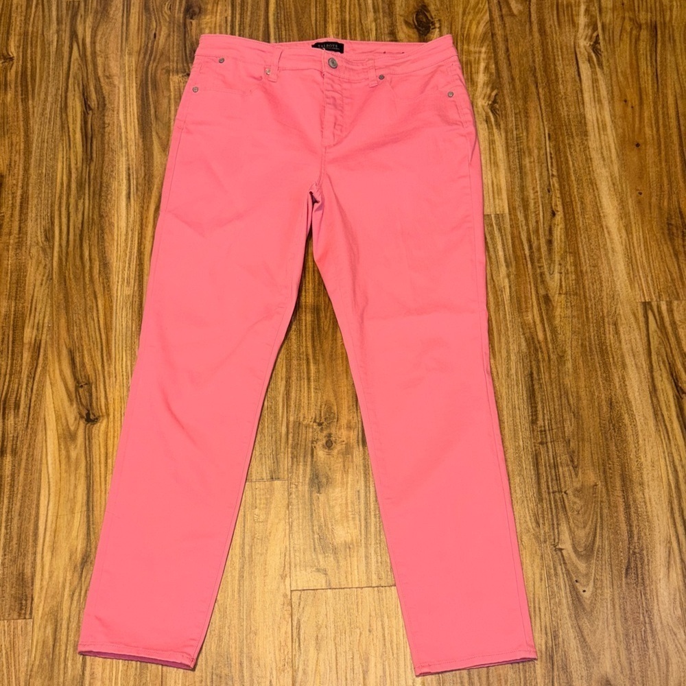 Talbots Women's 12L 12 long pants jeans slim ankle crop bright pink stretch nwot